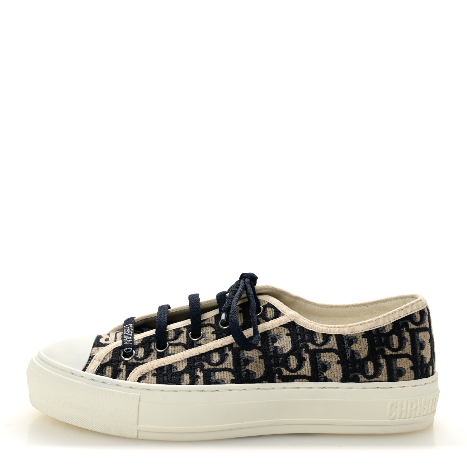 Christian Dior Canvas Oblique Walk'N'Dior Low Top Sneakers 38.5 Deep Blue 1 of 9
