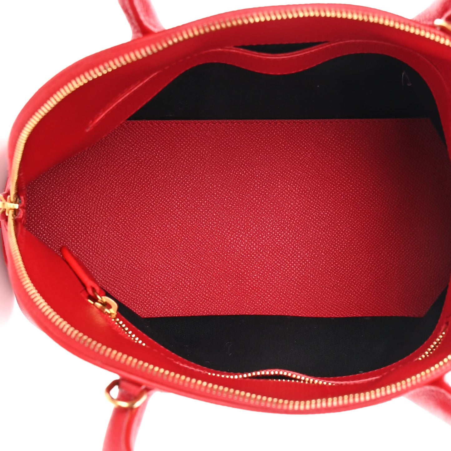 Grained Calfskin S Ville Top Handle Bag Rouge Coquelicot