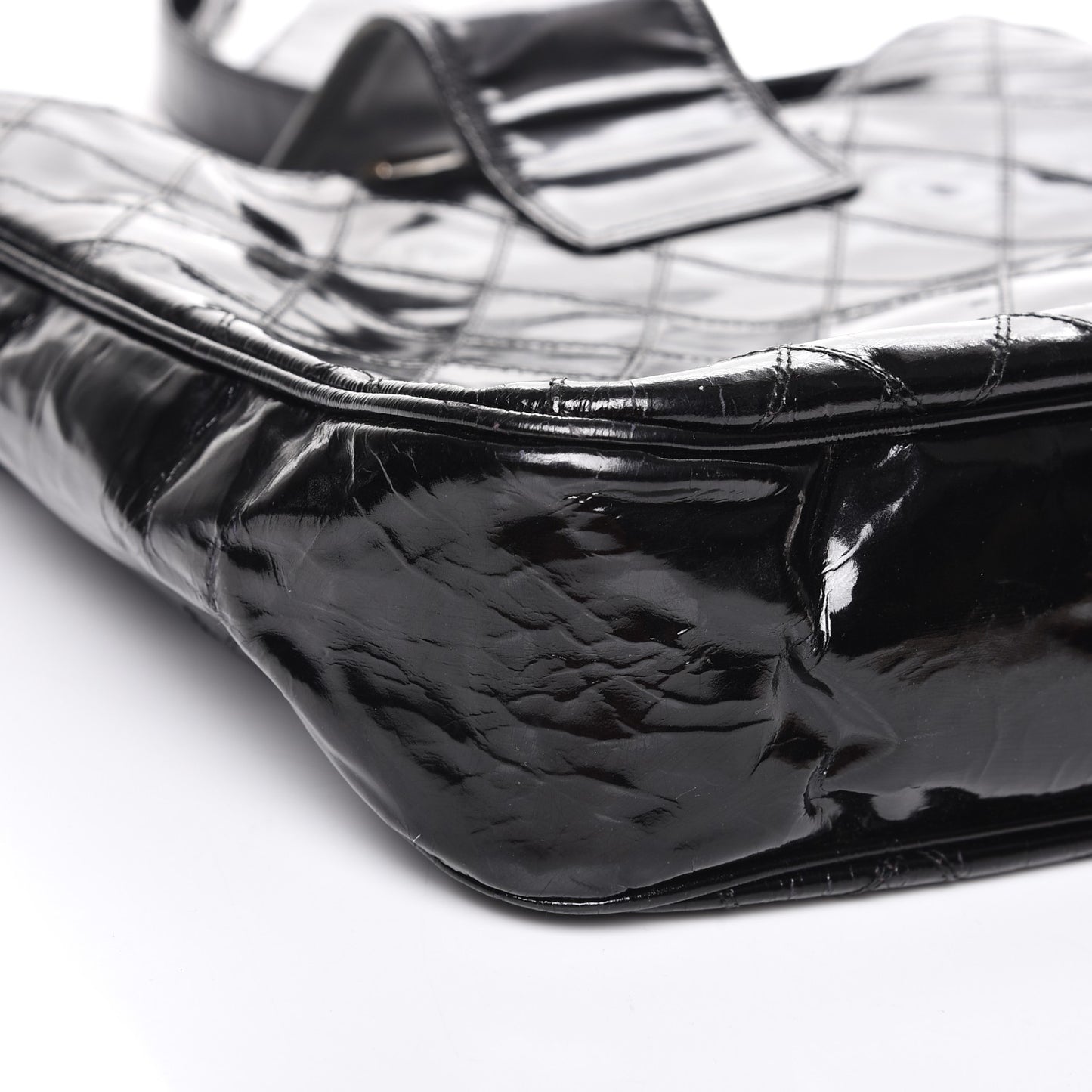 Patent Quilted CC Shoulder Bag Black