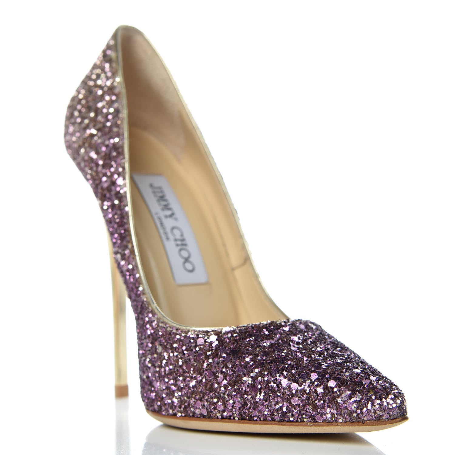 Jimmy Choo Coarse Glitter Degrade Romy 100 Pumps 36 Pink Gold 9 of 10
