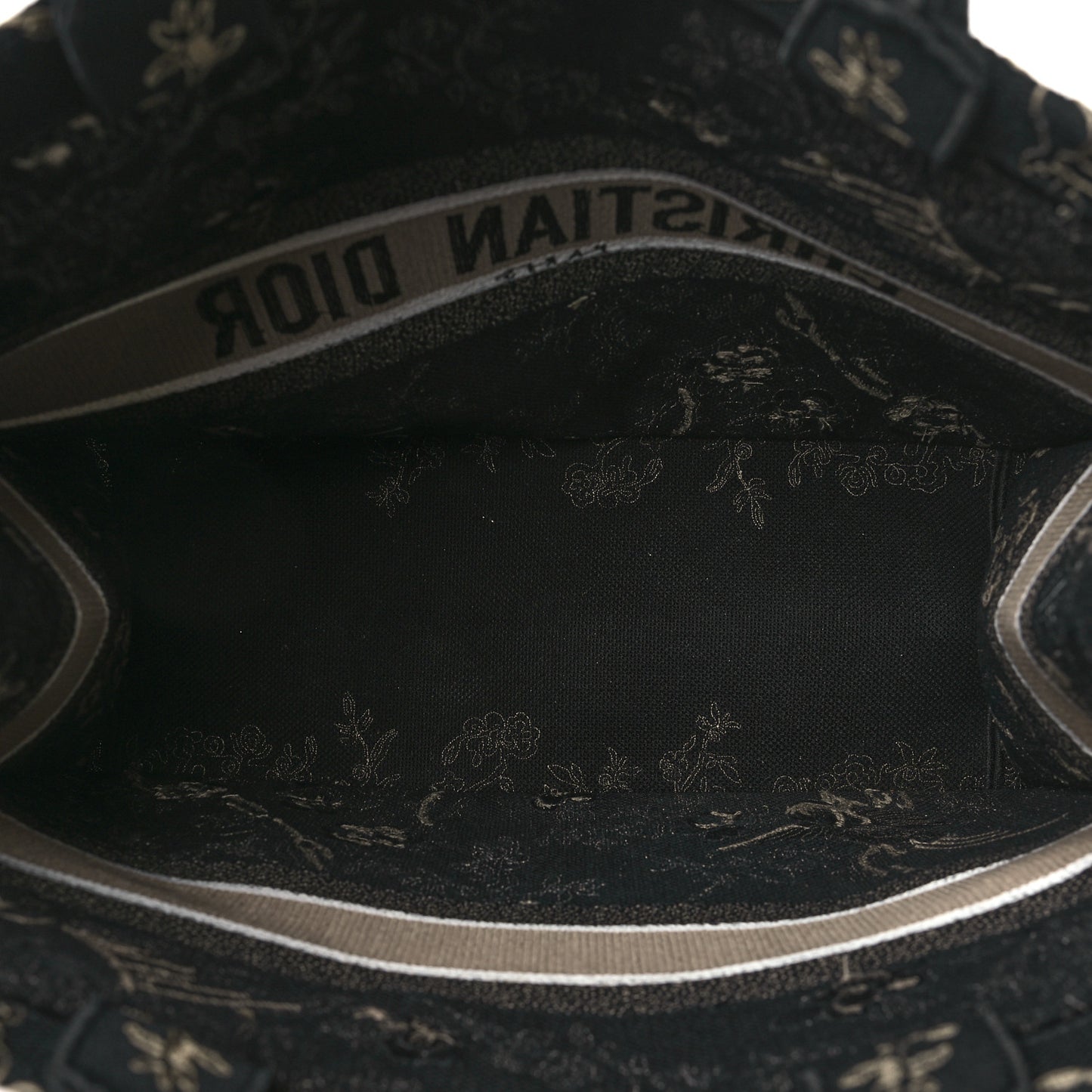 Canvas Embroidered Large Ornamental Cornely Book Tote Black Beige
