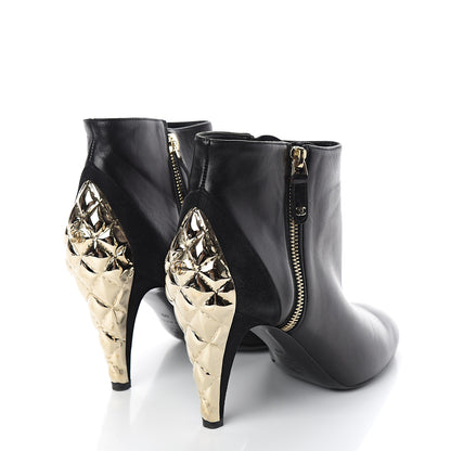 Chanel Lambskin Suede CC Short Boots 40 Black 4 of 8