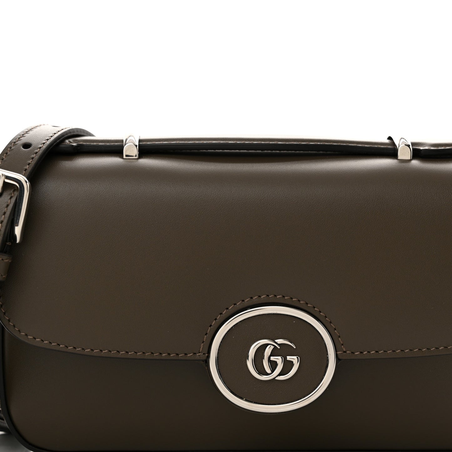 Senna Calfskin Petite GG Top Handle Shoulder Bag Brown