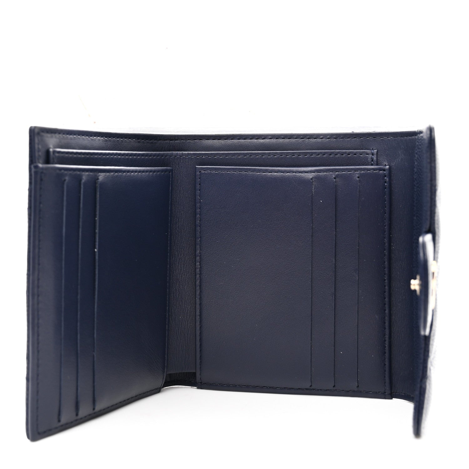 Chanel Caviar Quilted Compact Flap Wallet Navy 5 of 8