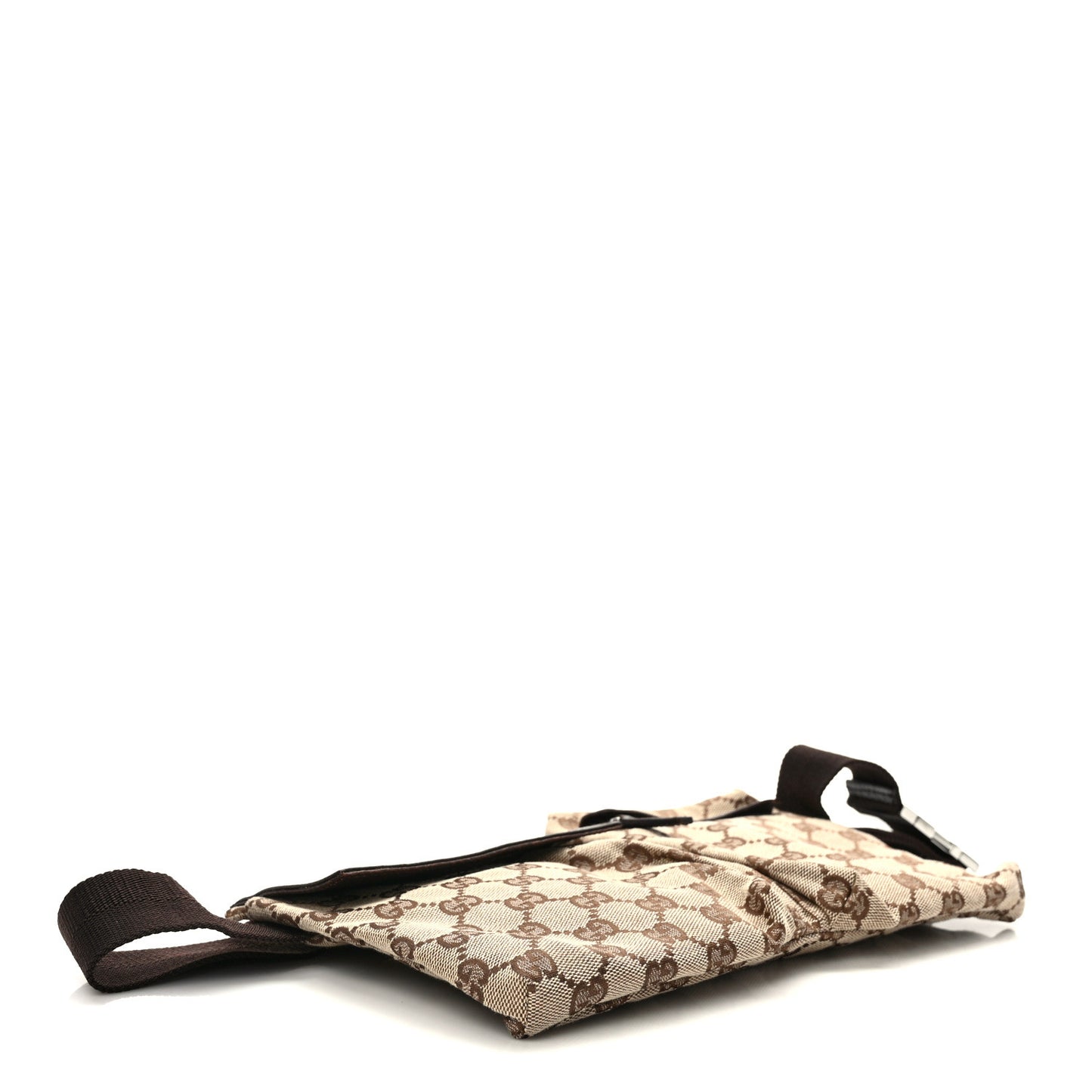 GG Monogram Double Pocket Belt Bag Dark Brown