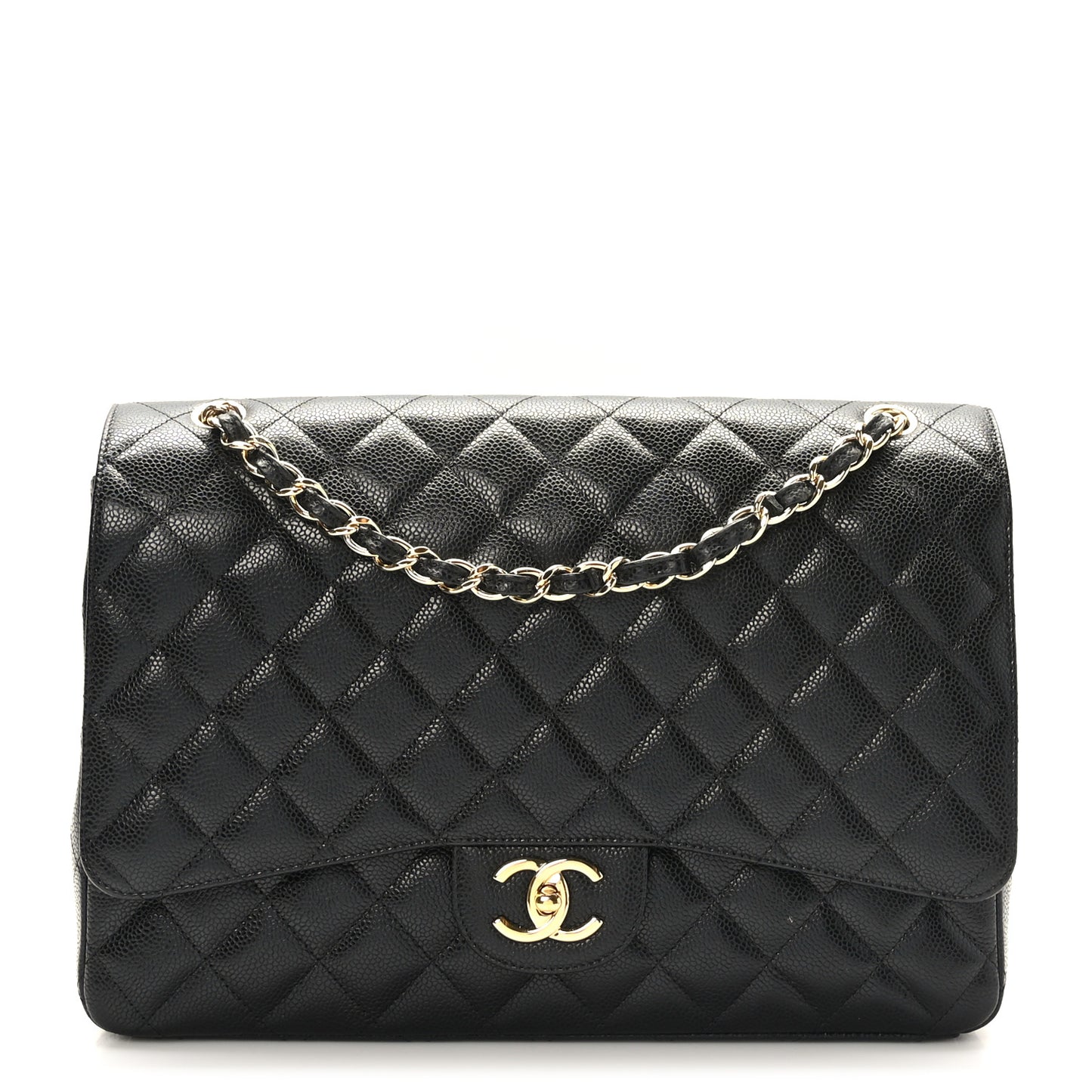 Caviar Quilted Maxi Double Flap Black