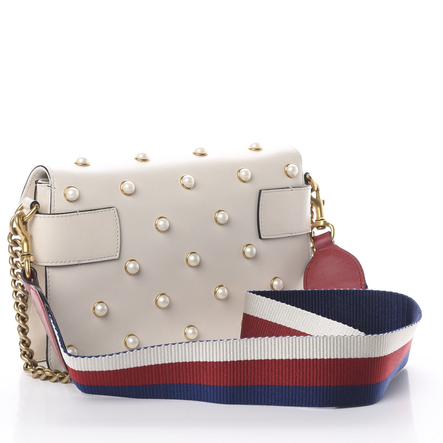 Nappa Pearl Studded Mini Queen Margaret Broadway Shoulder Bag Mystic White