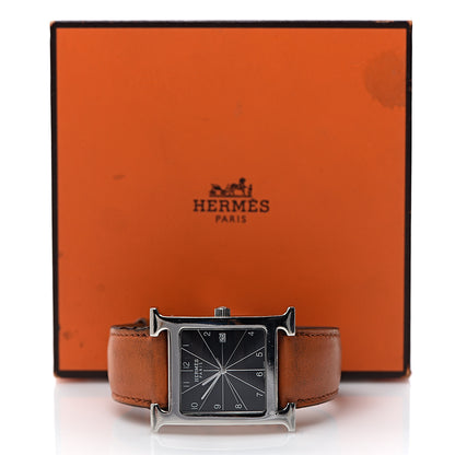 Hermes Stainless Steel Swift 30.5mm Heure H Hour Quartz Watch Orange 9 of 9