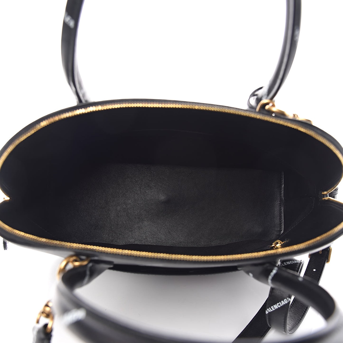 Calfskin Allover Logo M Ville Top Handle Bag Black