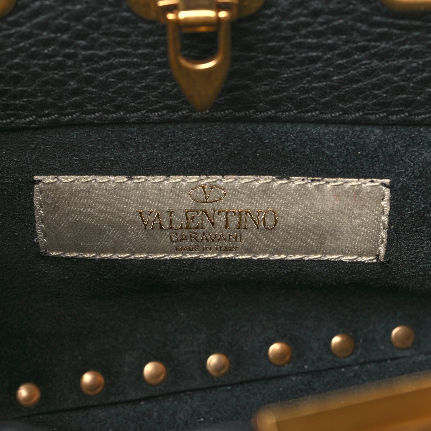 Valentino Garavani Pebbled Calfskin Mini Rockstud Rolling Tote Black 6 of 8