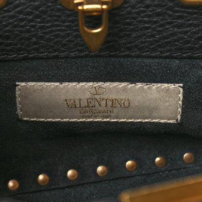 Valentino Garavani Pebbled Calfskin Mini Rockstud Rolling Tote Black 6 of 8