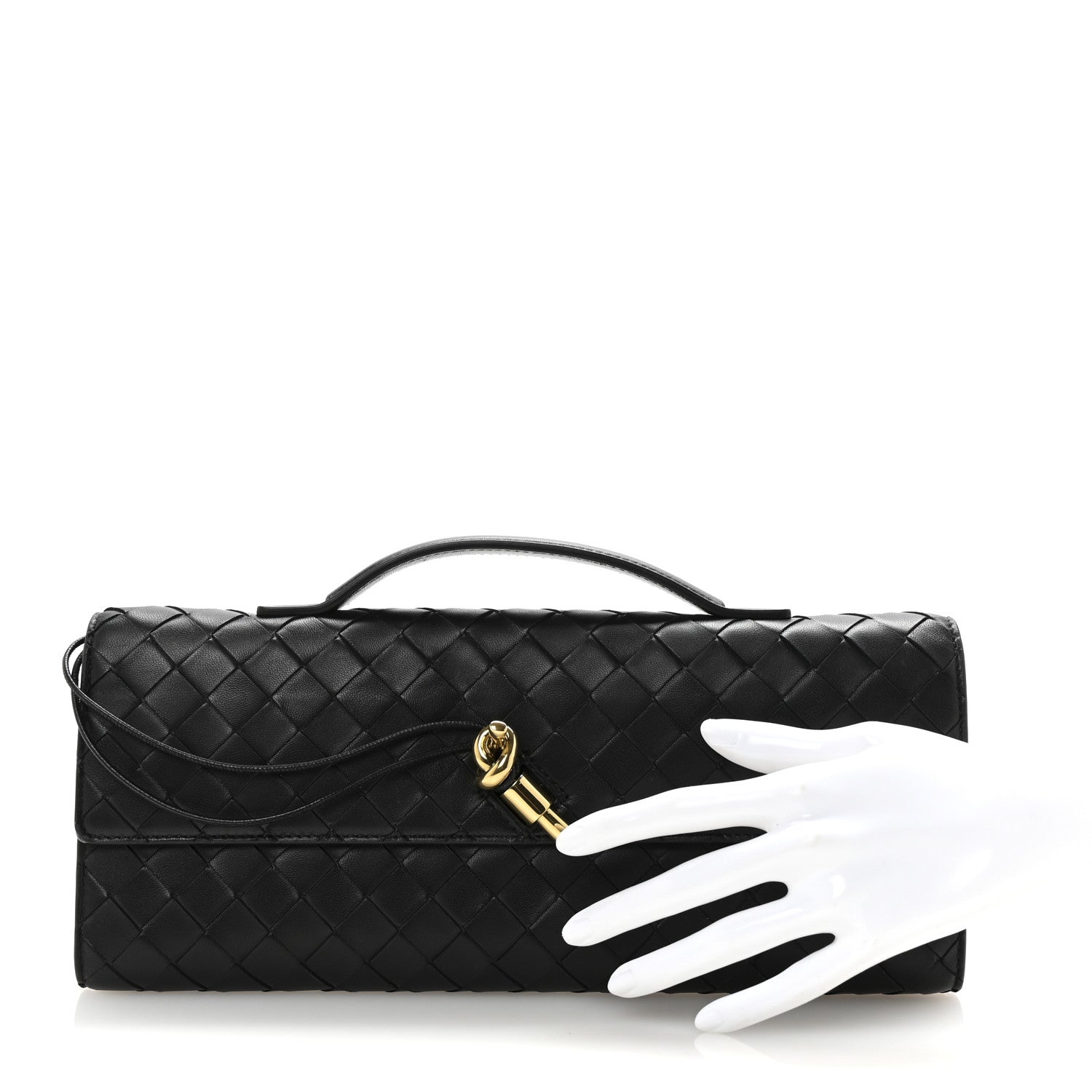 Bottega Veneta Nappa Intrecciato Long Andiamo Top Handle Clutch Black 2 of 6