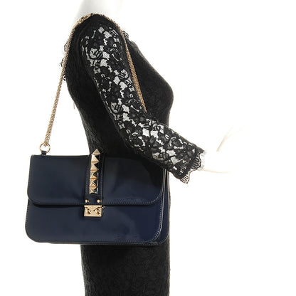 Valentino Garavani Patent Large Glam Lock Rockstud Flap Blue China 2 of 7