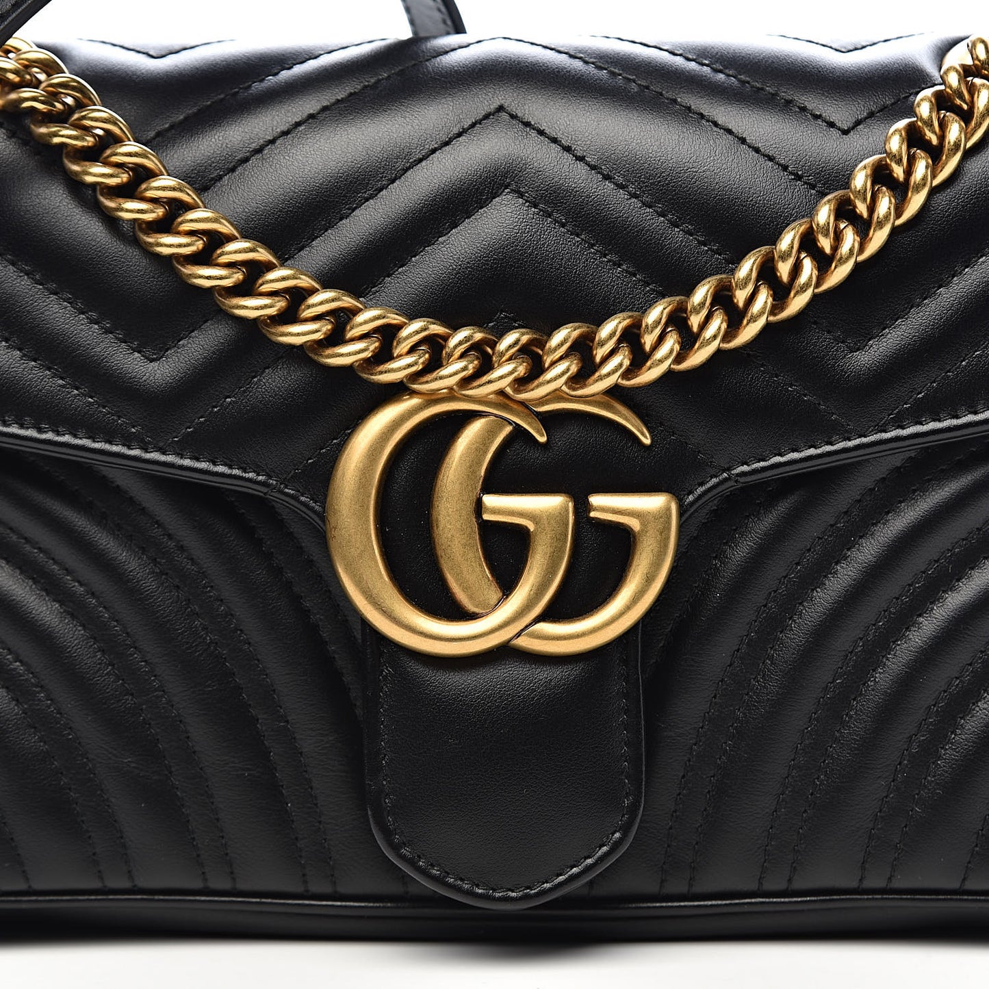 Calfskin Matelasse Small GG Marmont Shoulder Bag Black