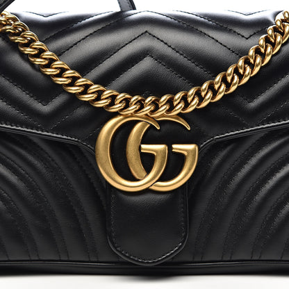 Gucci Calfskin Matelasse Small GG Marmont Shoulder Bag Black 10 of 11