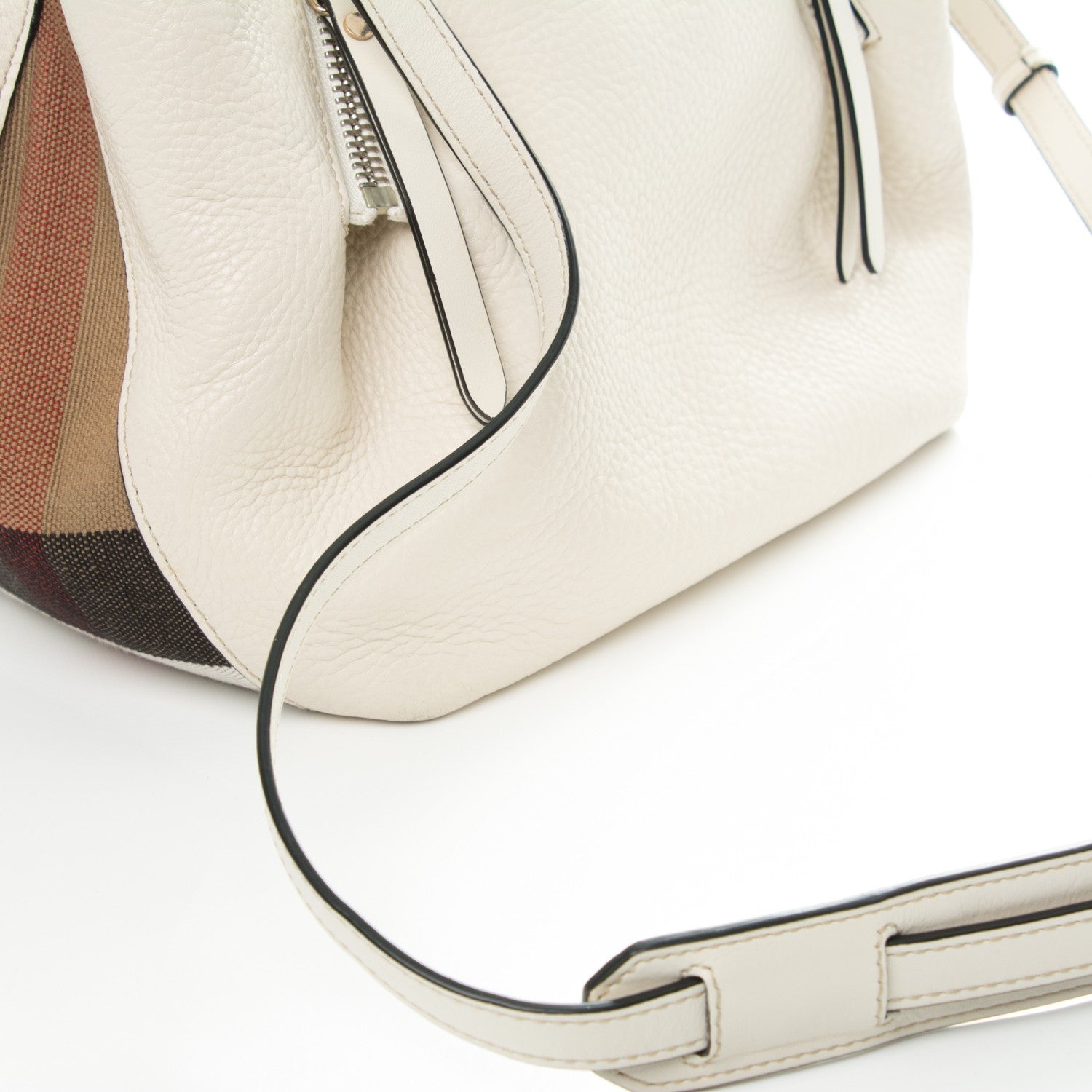 Burberry Grainy Calfskin House Check Small Maidstone White 10 of 10