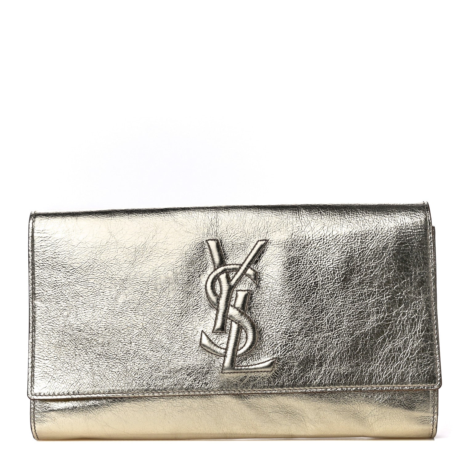 Saint Laurent Metallic Calfskin Monogram Large Belle De Jour Clutch Gold 1 of 18