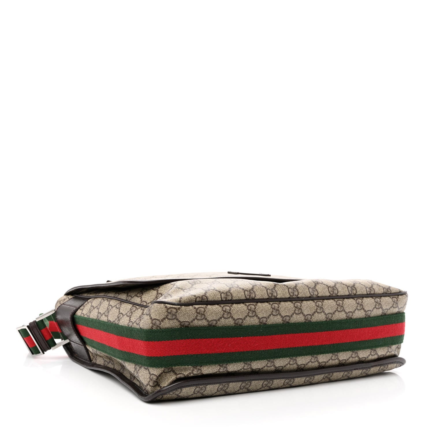 Gucci GG Plus Monogram Web Large Flap Messenger Bag Beige Dark Brown 4 of 10