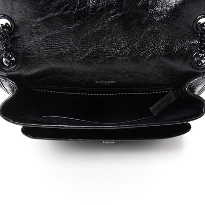 Saint Laurent Crinkled Calfskin Matelasse Monogram Medium Niki Chain Satchel Black 5 of 11