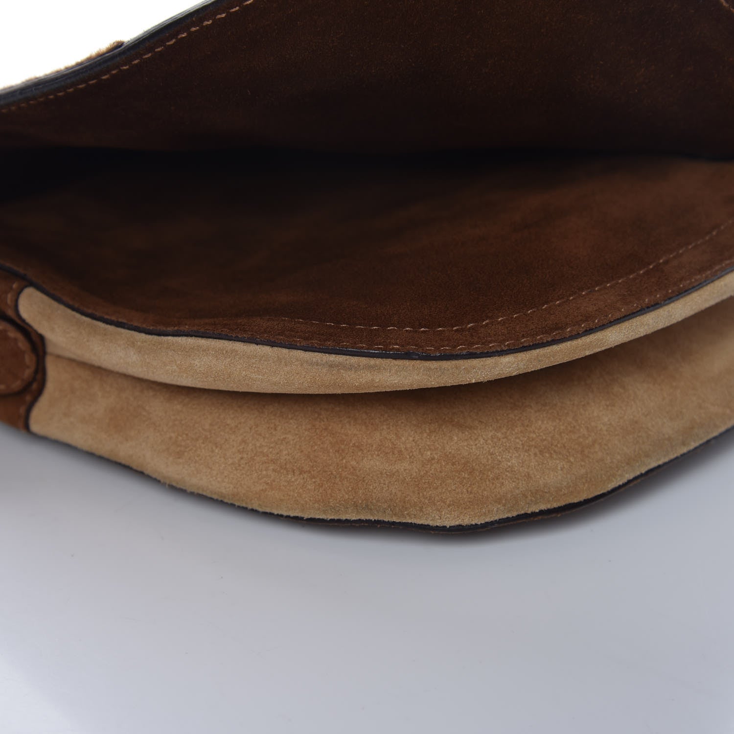 Christian Dior Suede Pony Hair Saddle Bag Brown 5 of 16