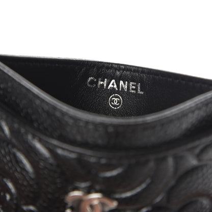 Chanel Caviar Camellia Embossed Card Holder Black 6 of 9