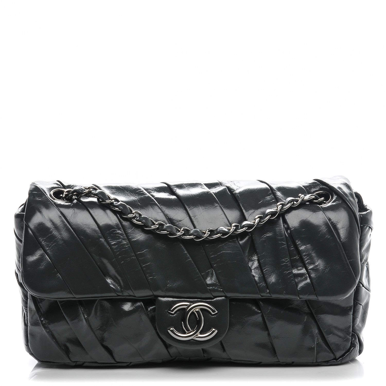 Chanel Glazed Calfskin Medium Twisted Flap Dark Grey 1 of 7