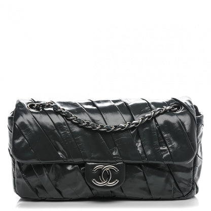 Chanel Glazed Calfskin Medium Twisted Flap Dark Grey 1 of 7