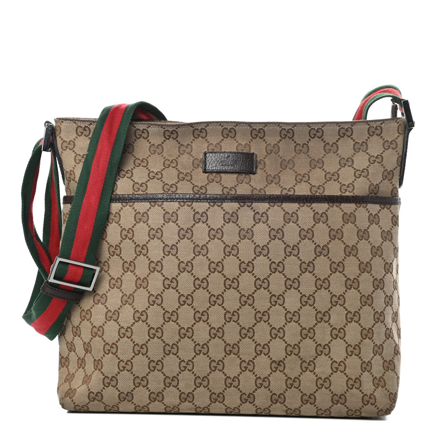 Monogram Web Medium Flat Messenger Bag Brown