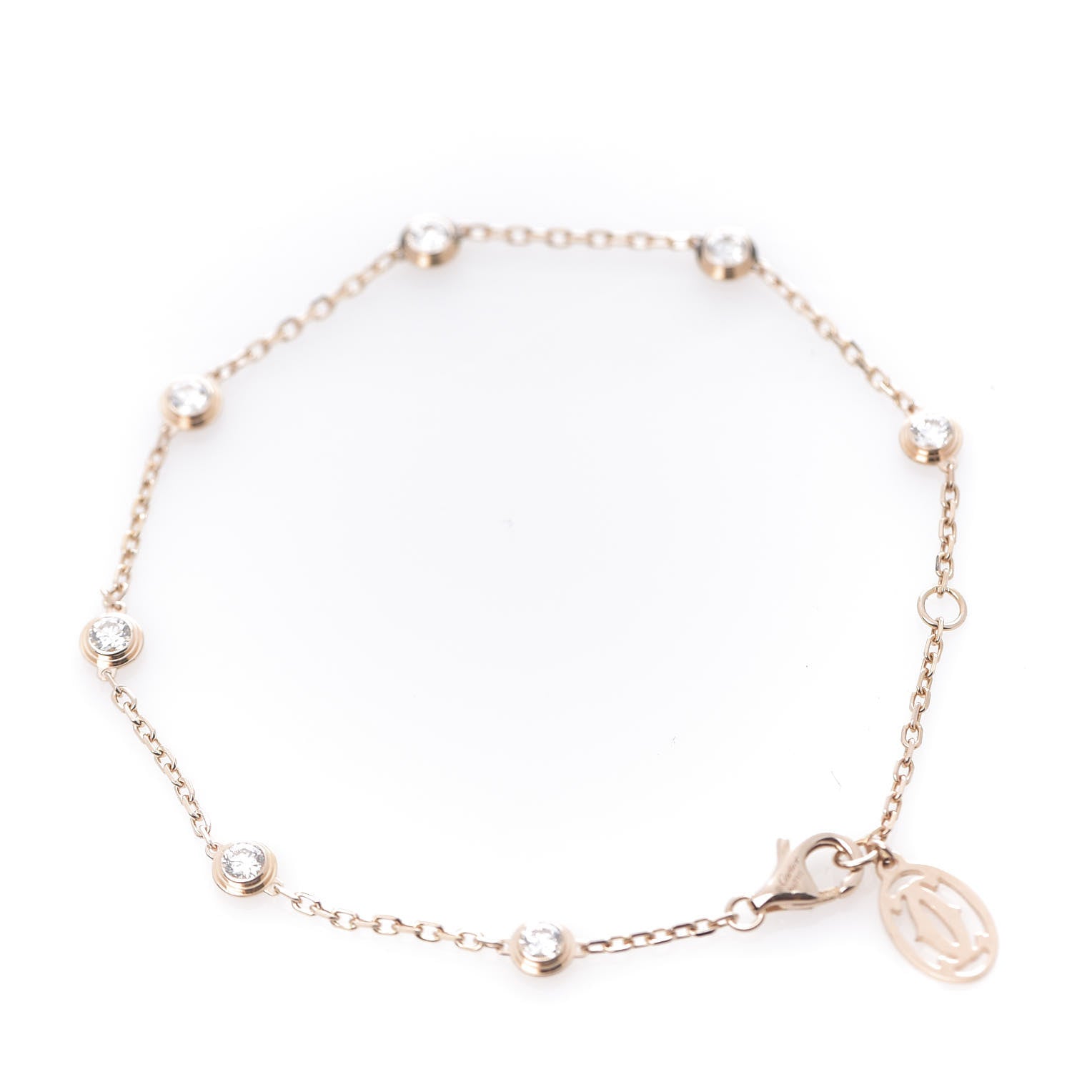 Cartier 18K Pink Gold 7 Diamond D'Amour Station Bracelet 3 of 6