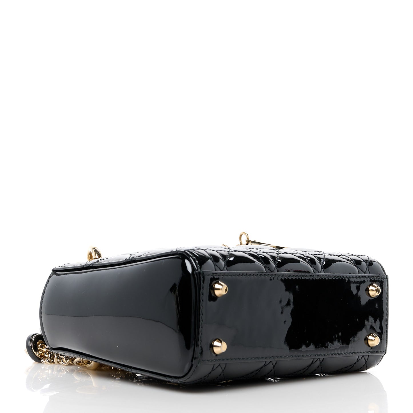 Patent Cannage Mini Lady Dior Black