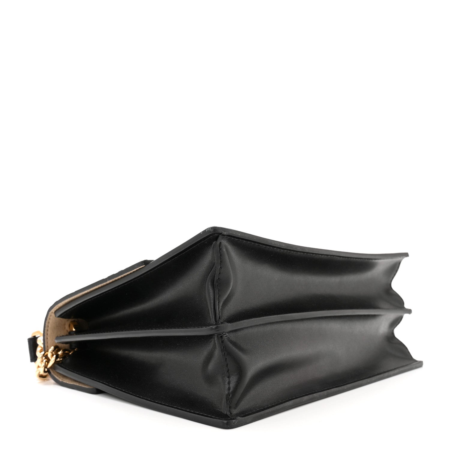 Fendi Vitello Liberty Bi-Color FF 1974 Embossed Chain Strap Kan U Shoulder Bag Black Maya 3 of 9