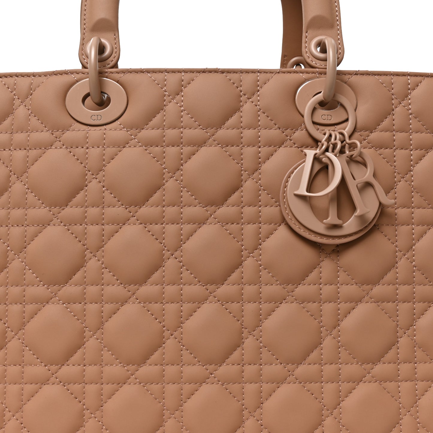 Ultra Matte Calfskin Cannage Large Lady Dior Beige