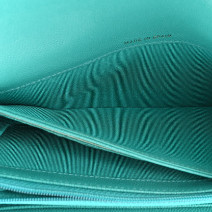 Chanel Caviar Quilted Large Gusset Flap Wallet Turquoise 5 of 21