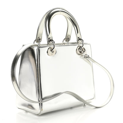 Christian Dior Metallic Patent Calfskin Medium Lady Dior Silver 3 of 11