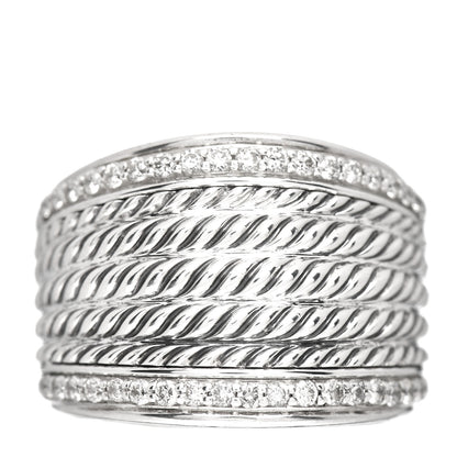 David Yurman Sterling Silver Diamond Cable Cigar Band Ring 56 7.5 1 of 5