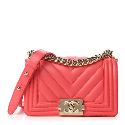 Chanel Lambskin Chevron Quilted Small Boy Flap Dark Pink 1 of 10