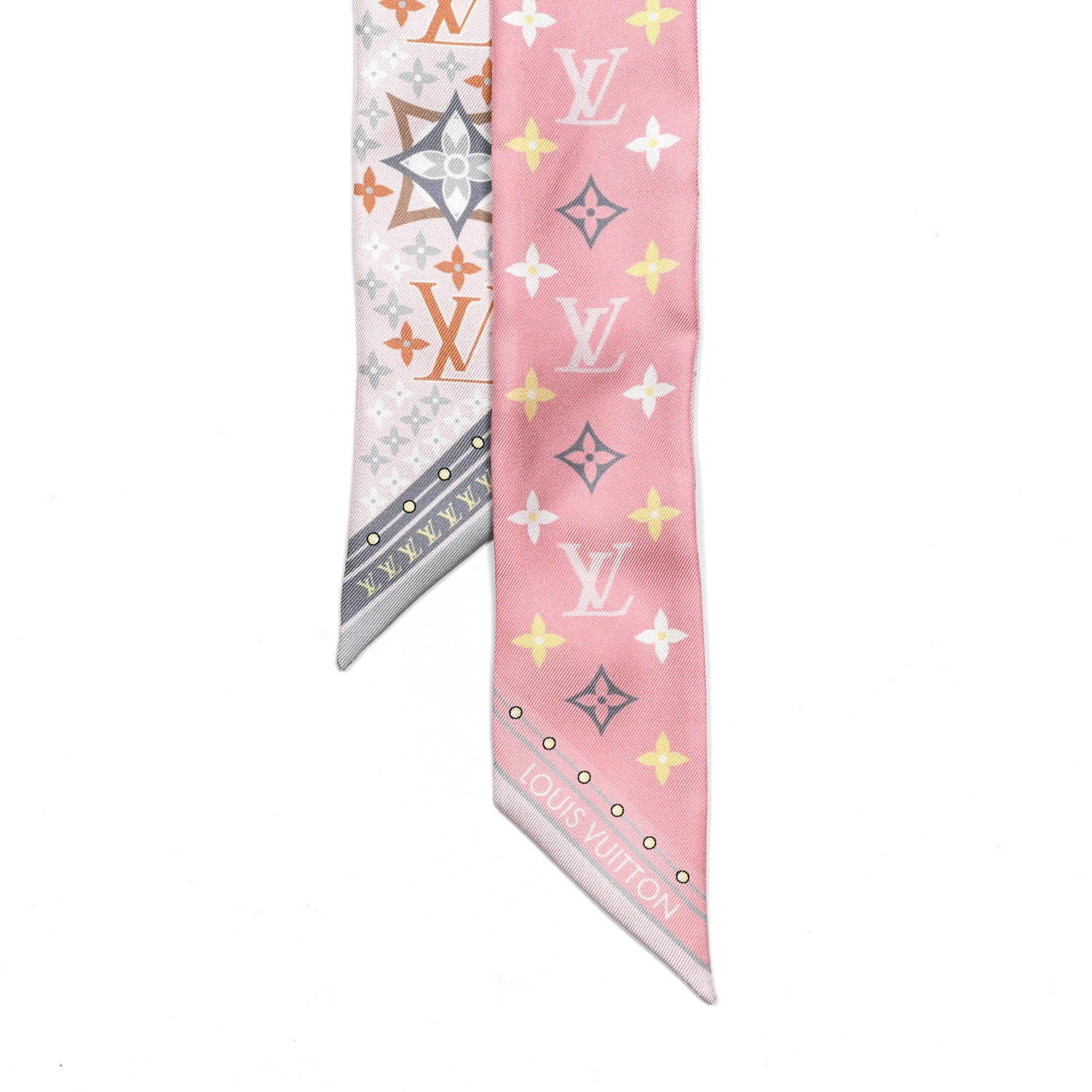 LOUIS VUITTON Silk Monogram Flowers Forever Bandeau in the color Rose Clair by fashionphile