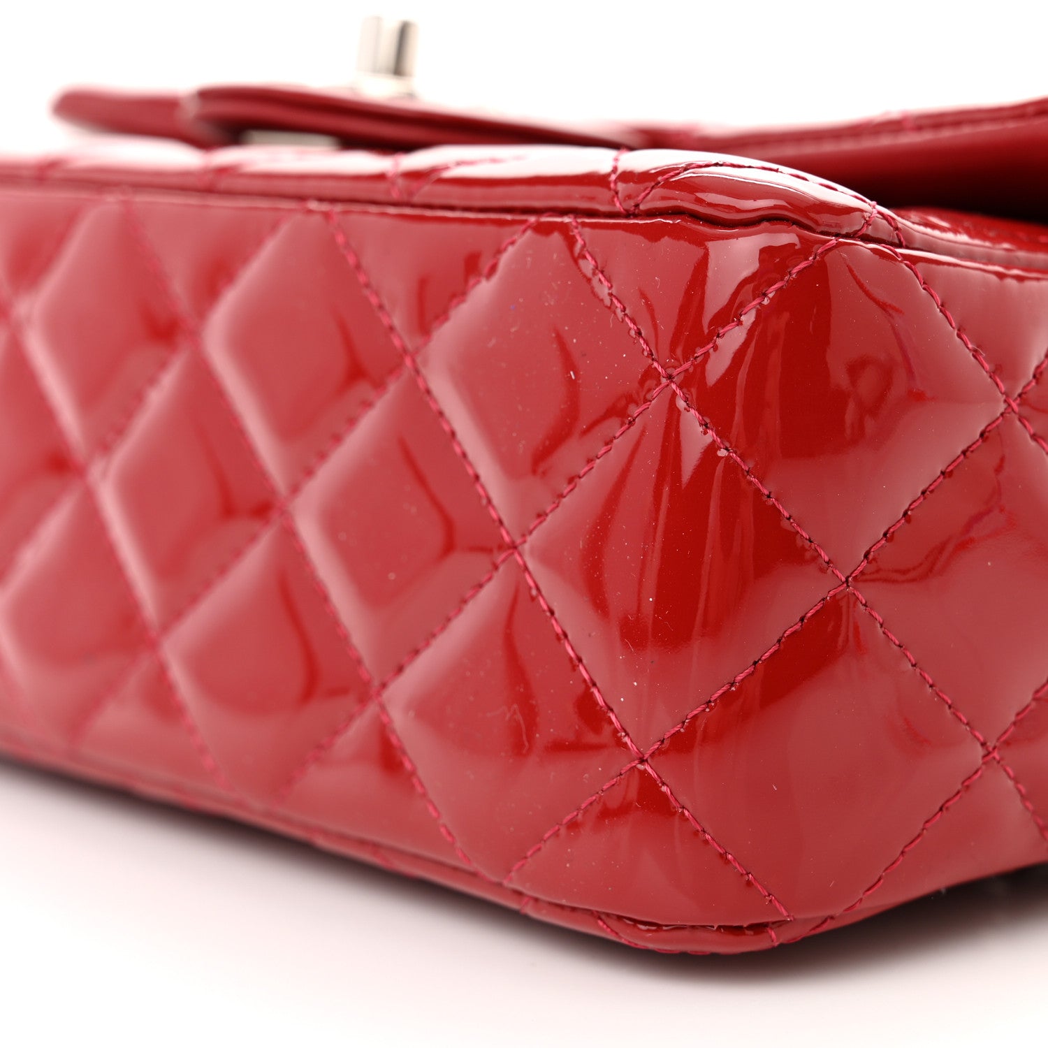 Chanel Patent Calfskin Quilted Mini Rectangular Flap Red 10 of 11