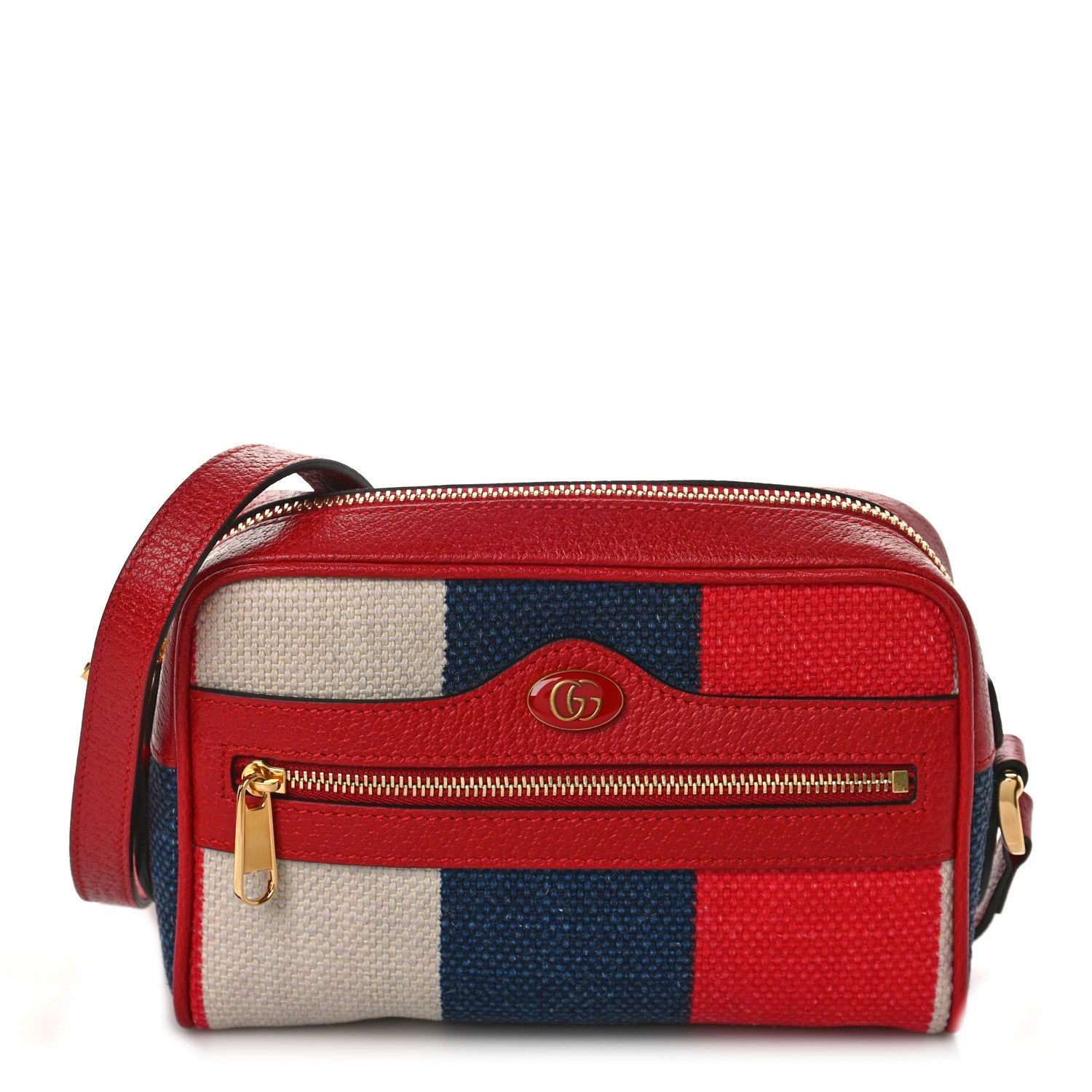 Gucci Canvas Sylvie Stripe Mini Ophidia Camera Bag Mystic White Hibiscus Red Maritime 1 of 9