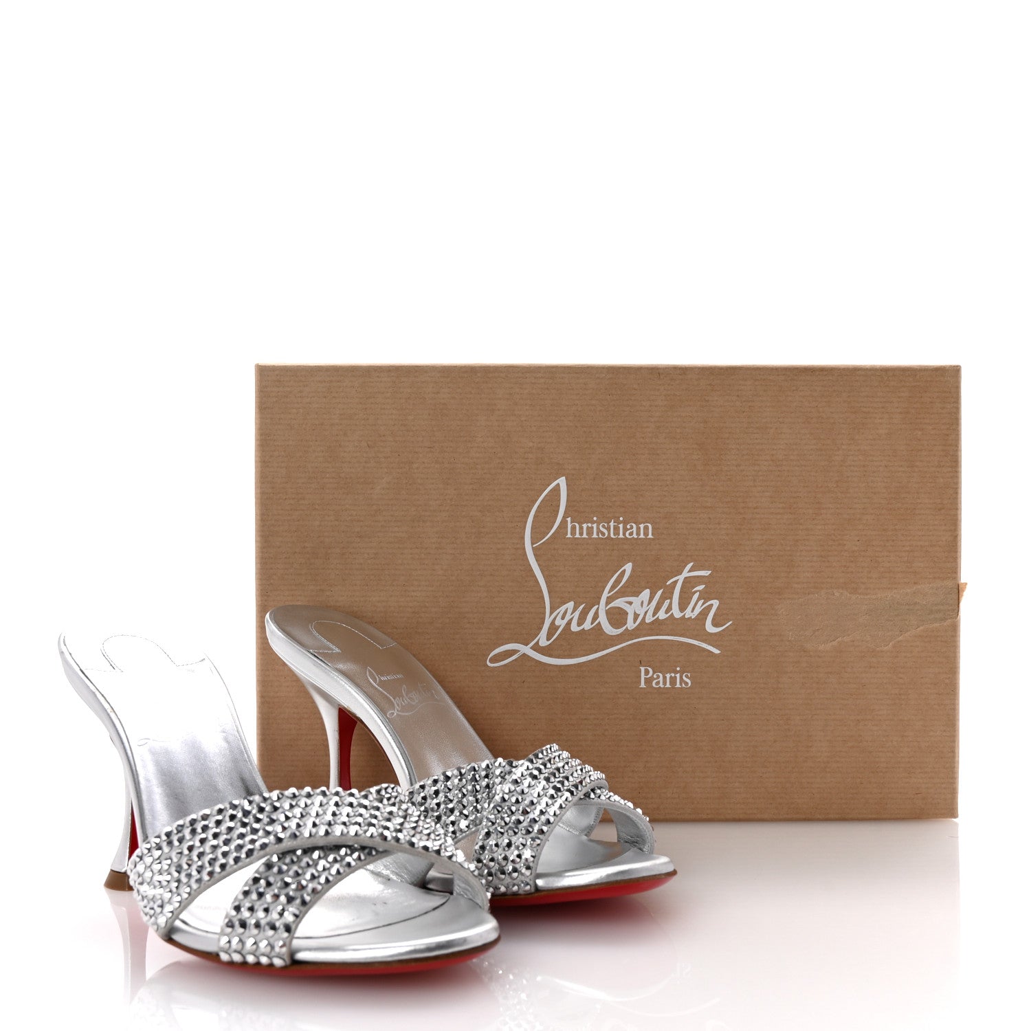Christian Louboutin Suede Metallic Kid Lambskin Strass Mariza Is Back 85 Sandals 35 Silver 9 of 9