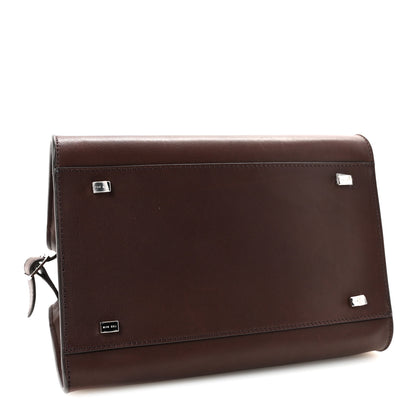 The Row Polished Saddle Calfskin Soft Margaux 10 Bag Dark Brown 4 of 9