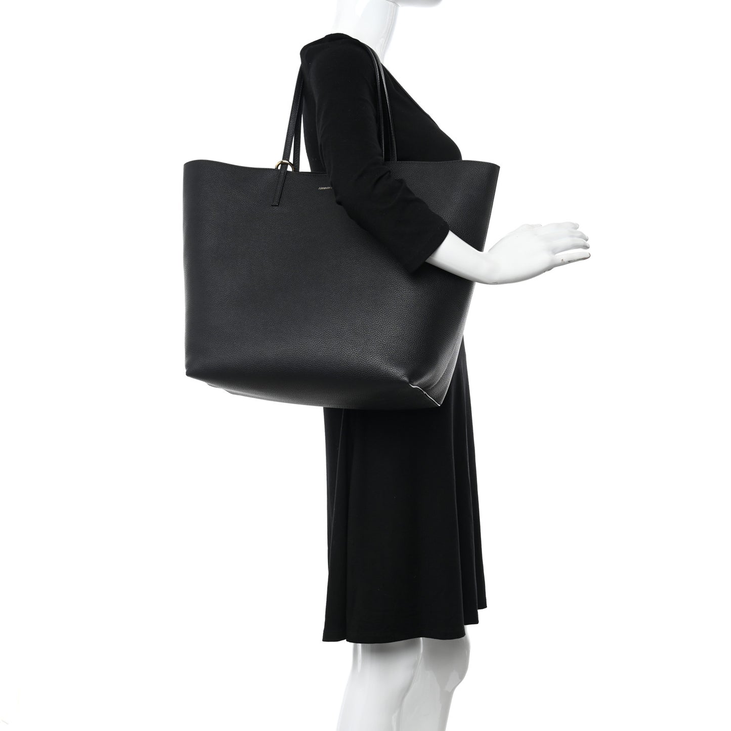 Grained Calfskin Skull Open Shopper Tote Black
