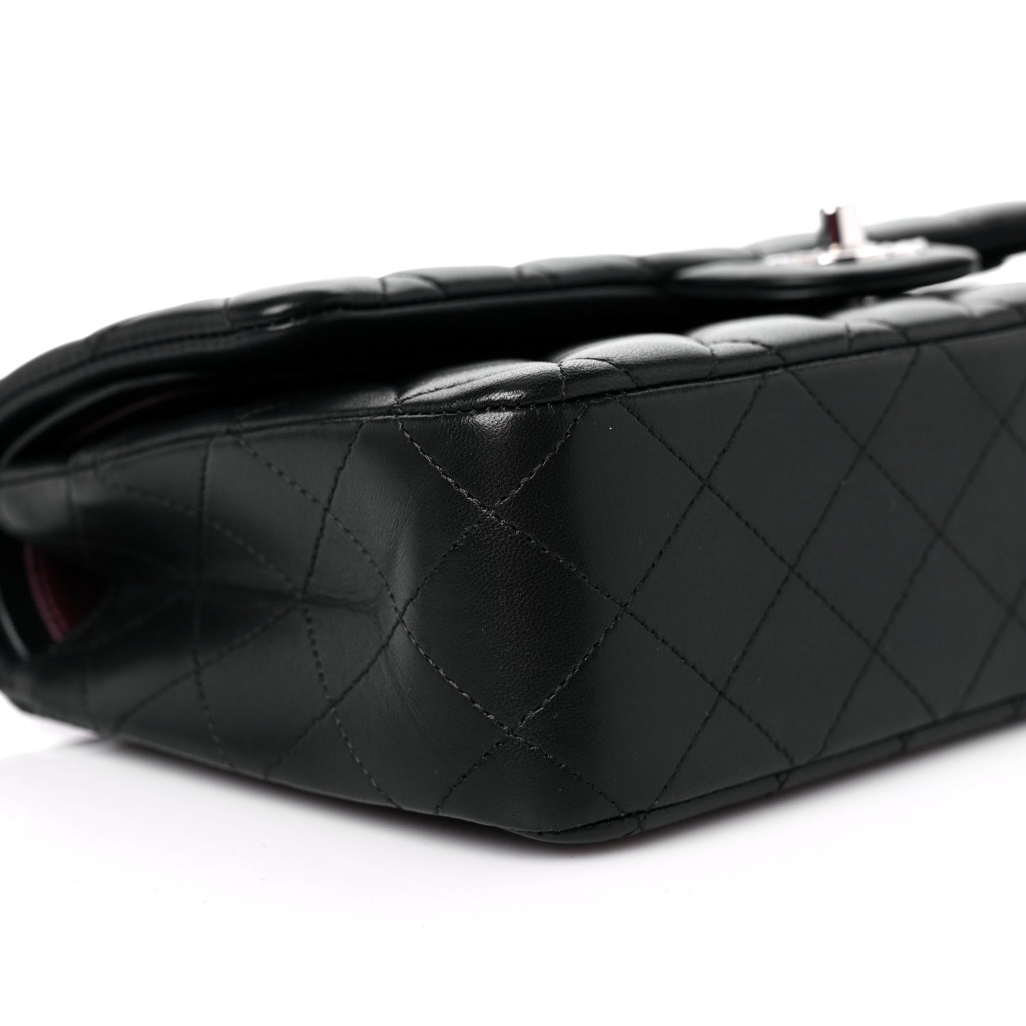Lambskin Quilted Medium Double Flap Black