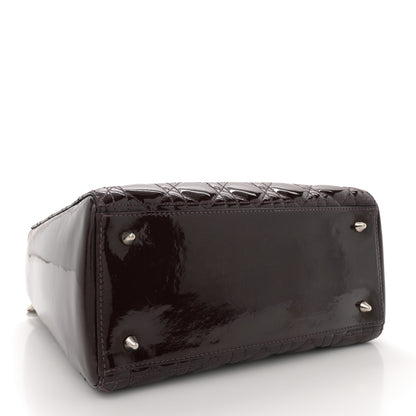 Christian Dior Patent Cannage Medium Lady Dior Burgundy Red 4 of 10