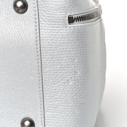 Chanel Metallic Calfskin Quilted Large Airlines Round Trip Bowling Bag Silver 12 of 14