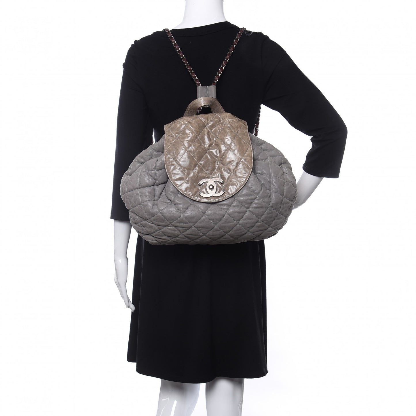 Iridescent Calfskin Quilted In The Mix Backpack Grey