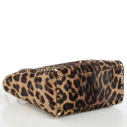 Valentino Garavani Calf Hair Leopard Print Rockstud Double Handle Tote Leopard 4 of 8