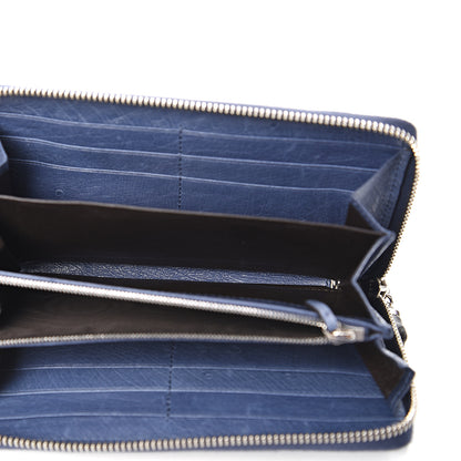 Gucci Ostrich Bamboo Zip Around Wallet Blue 4 of 6