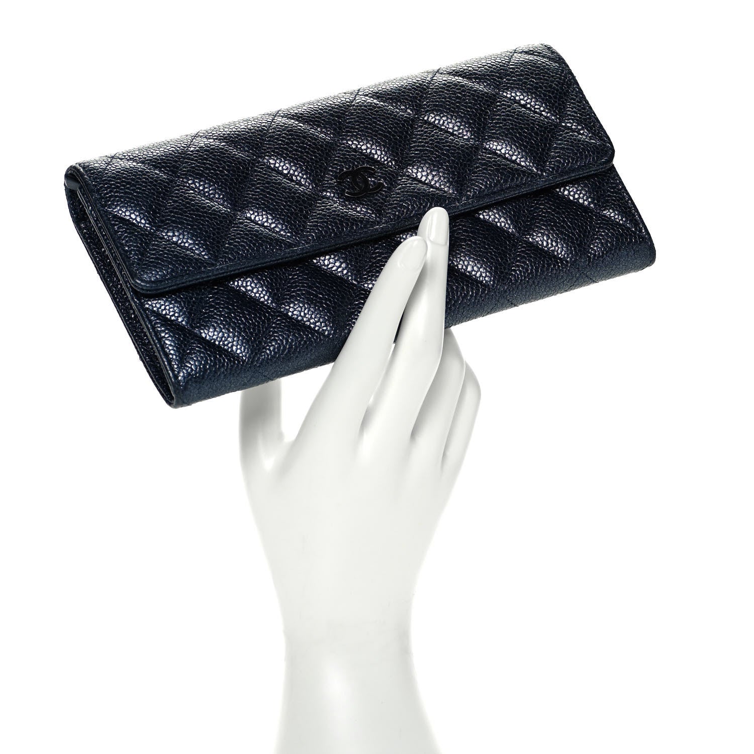 Chanel Metallic Caviar Quilted Large Flap Wallet Charcoal 4 of 25