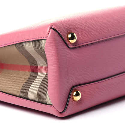 Burberry Grainy Calfskin House Check Small Banner Tote Mauve Pink 9 of 13